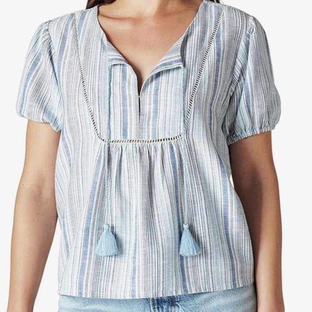 Lucky Brand Peasant Blouse Short Sleeve LARGE Brand NEW